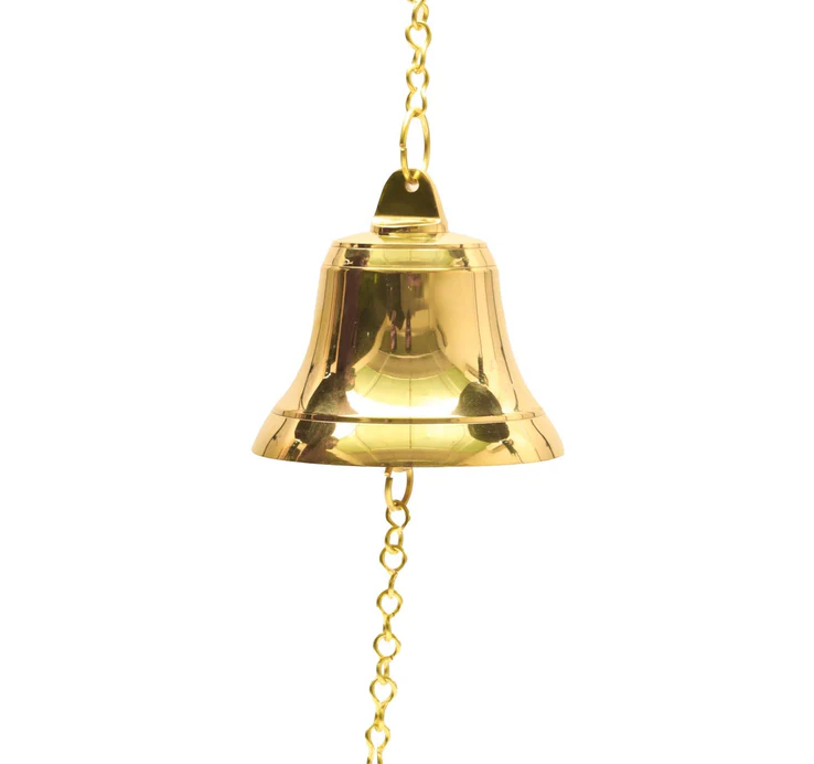 Brass Bell – 8.1 Inches | Brass Bell Hanging/ Pooja Hanging Bell with Chain/ Hanging Bells for Mandir