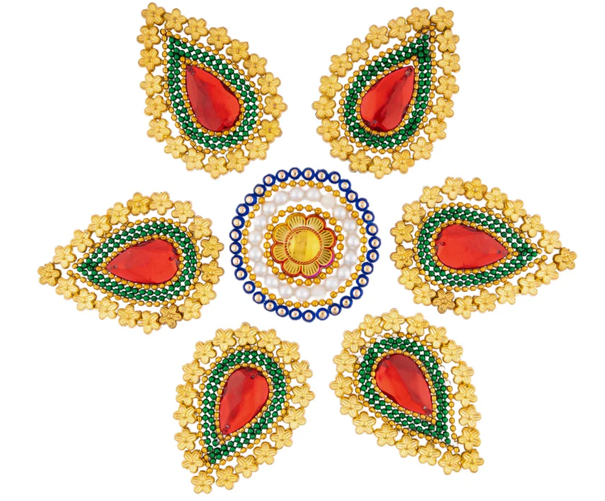 Acrylic Rangoli – 8 x 8 Inches | Kundan Rangoli/ Muggulu Rangoli for Home Decor